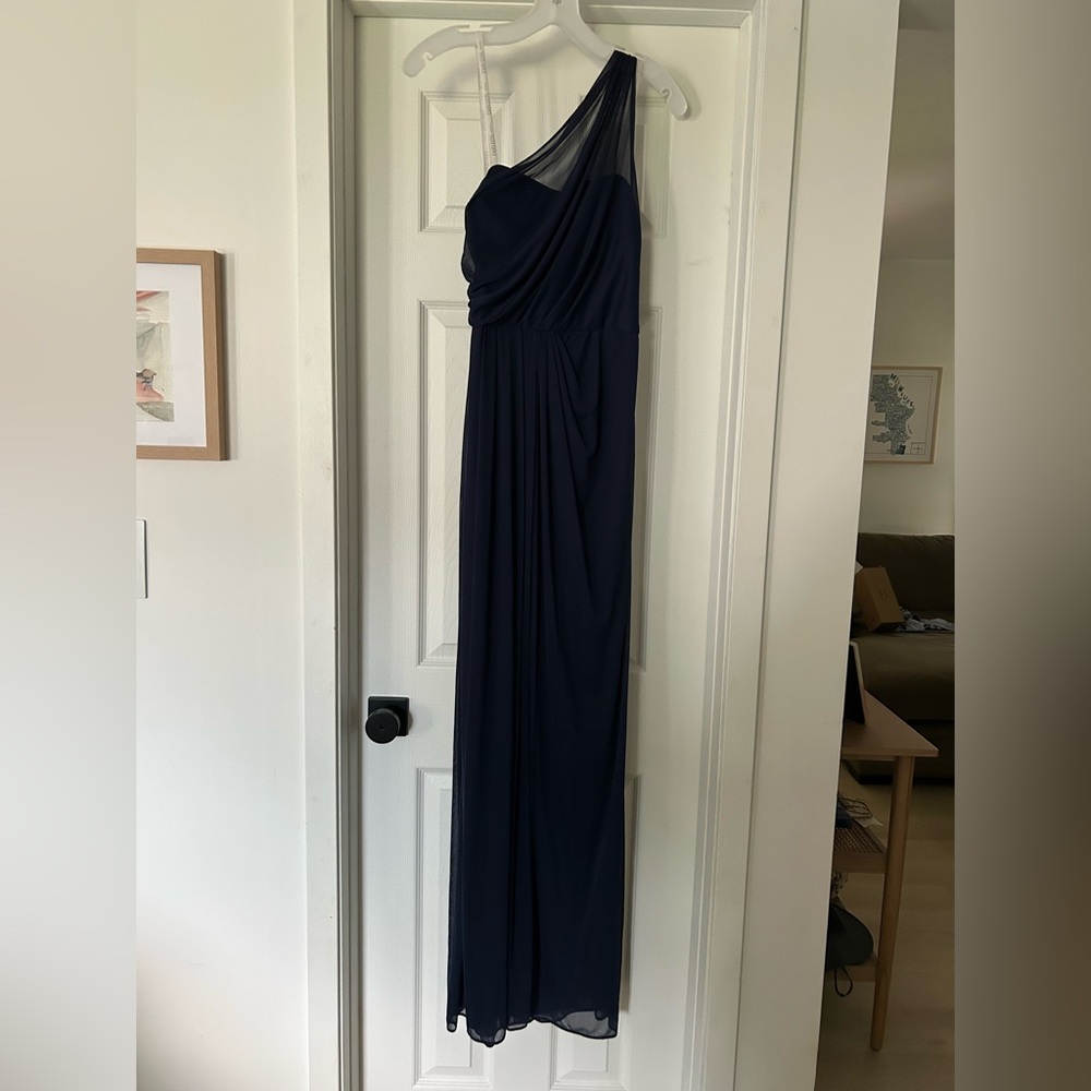 David's Bridal Midnight One-Shoulder Gown
